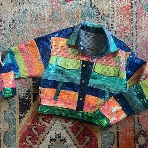 Show time sequined multicolored jacket one size